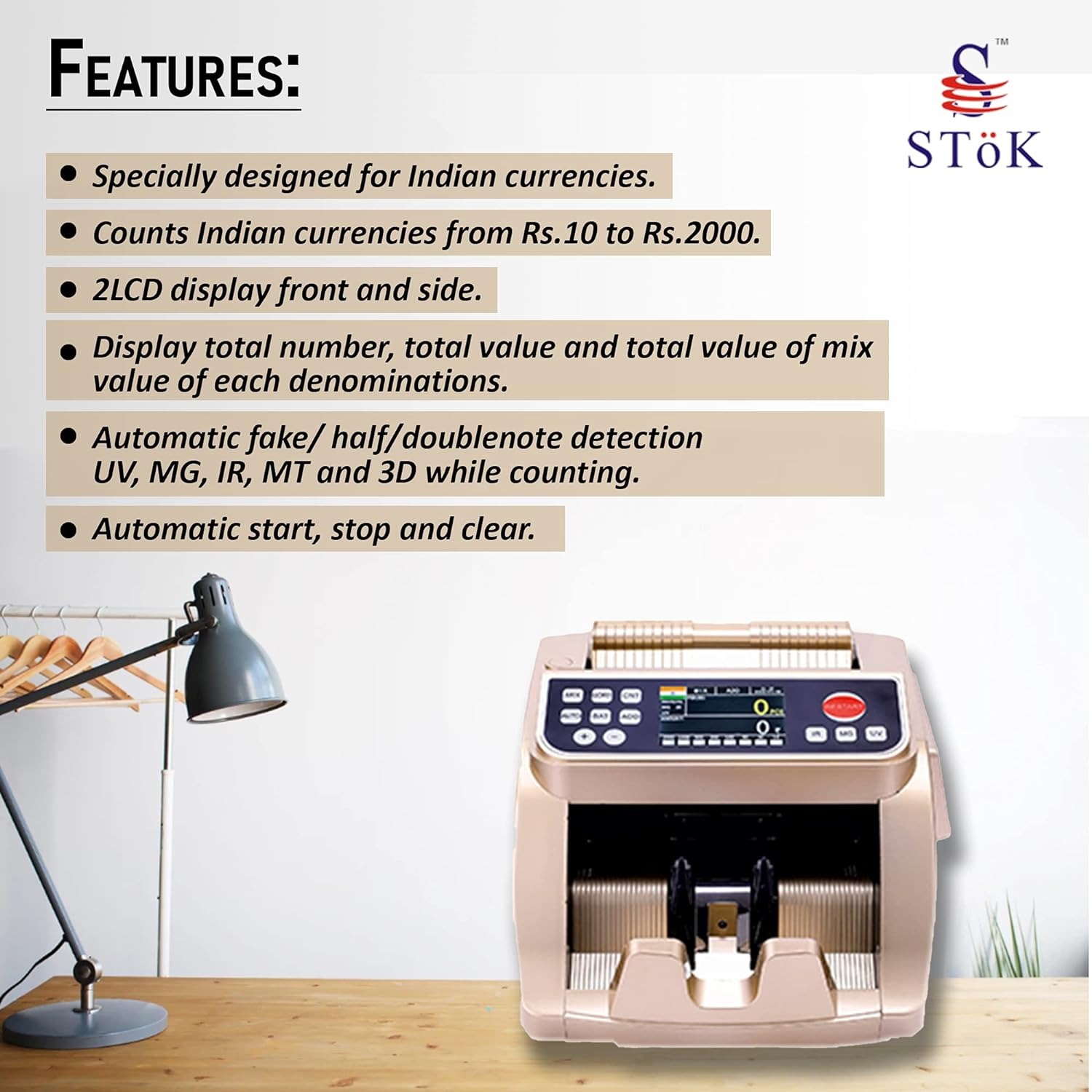 ST-VCM03 Fully Automatic Mix Note Value Counting Machine with Fake Note ...